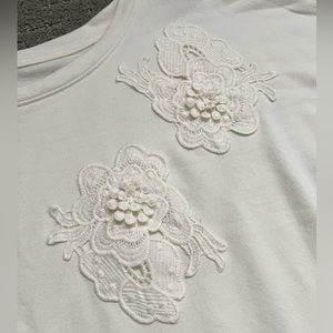 St. John’s Bay Ivory Top with Floral Details